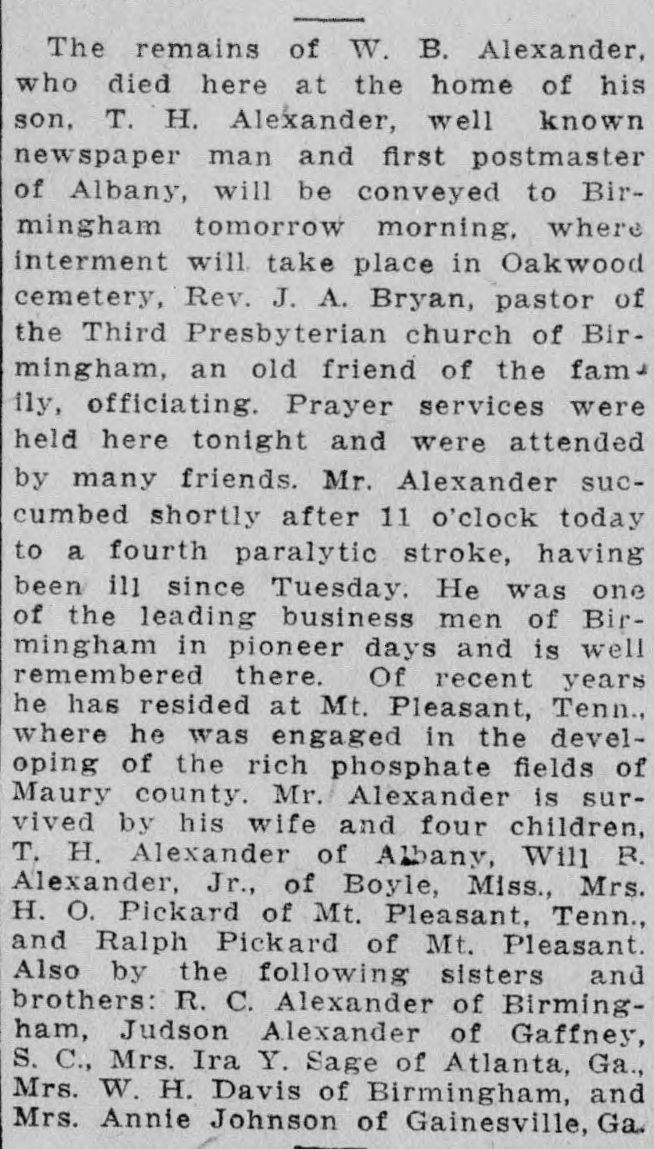 W.B. Alexander obituary